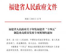 杏耀测速福建省印发《“十四五”制造业规划》